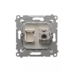 Simon 54 WMDK-0630xx-044 Gniazdo komputerowe pojedyncze RJ45 kategoria 6, ekranowane z przesłoną przeciwkurzową (moduł); złoty mat