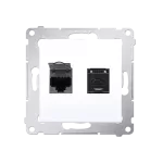 Simon 54 WMDK-0620xx-011 Gniazdo komputerowe podwójne RJ45 kategoria 6, z przesłoną przeciwkurzową (moduł); biały