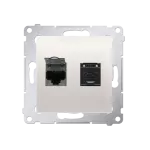 Simon 54 WMDK-0620xx-041 Gniazdo komputerowe podwójne RJ45 kategoria 6, z przesłoną przeciwkurzową (moduł); kremowy