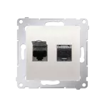 Simon 54 WMDK-0640xx-041 Gniazdo komputerowe podwójne RJ45 kategoria 6 ekranowane z przesłoną przeciwkurzową (moduł); kremowy