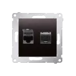 Simon 54 WMDK-0640xx-048 Gniazdo komputerowe podwójne RJ45 kategoria 6 ekranowane z przesłoną przeciwkurzową (moduł); antracyt