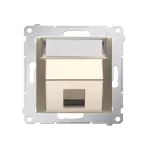 Simon 54 WMDK-P1x2xx-044 Pokrywa gniazd teleinformatycznych na Keystone skośna pojedyncza z polem opisowym (moduł). Montaż na łapki i wkręty; złoty mat