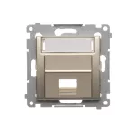 Simon 54 WMDK-P1x2xx-044 Pokrywa gniazd teleinformatycznych na Keystone skośna pojedyncza z polem opisowym (moduł). Montaż na łapki i wkręty; złoty mat