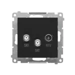 Simon 55 WMDA-021007-149 Gniazdo antenowe satelitarne podwójne SAT-SAT-RTV (moduł). 2x Wejście: 5 MHz÷2,4 GHz; Czarny mat