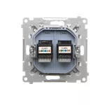 Simon 55 WMDA-P92xx4-114 Gniazdo telefoniczne podwójne RJ12 (moduł); Jasnoszary mat