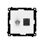 Simon 55 WMDA-12xxxx-111 Gniazdo antenowe typu „F” + RJ45 kat.6 (moduł); Biały mat