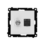 Simon 55 WMDA-12xxxx-114 Gniazdo antenowe typu „F” + RJ45 kat.6 (moduł); Jasnoszary mat