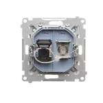 Simon 55 WMDA-12xxxx-114 Gniazdo antenowe typu „F” + RJ45 kat.6 (moduł); Jasnoszary mat