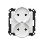 Simon 55 WMDW-00200N-111 Gniazdo wtyczkowe podwójne bez uziemienia z przesłonami (moduł) 16 A, 250 V~, szybkozłącza; Biały mat