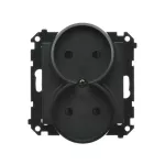 Simon 55 WMDW-00200N-149 Gniazdo wtyczkowe podwójne bez uziemienia z przesłonami (moduł) 16 A, 250 V~, szybkozłącza; Czarny mat