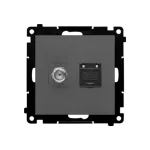 Simon 55 WMDA-12xxxx-116 Gniazdo antenowe typu „F” + RJ45 kat.6 (moduł); Grafitowy mat