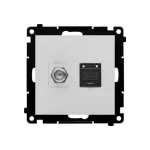 Simon 55 WMDA-12xxxx-143 Gniazdo antenowe typu „F” + RJ45 kat.6 (moduł); Aluminium mat