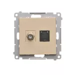 Simon 55 WMDA-12xxxx-144 Gniazdo antenowe typu „F” + RJ45 kat.6 (moduł); Szampański mat