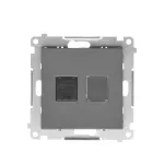 Simon 55 WMDA-P91xx5-116 Gniazdo komputerowe pojedyncze RJ45 kategoria 6, z przesłoną przeciwkurzową (moduł); Grafitowy mat