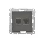 Simon 55 WMDA-P92xx4-149 Gniazdo telefoniczne podwójne RJ12 (moduł); Czarny mat