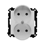 Simon 55 WMDW-00200N-143 Gniazdo wtyczkowe podwójne bez uziemienia z przesłonami (moduł) 16 A, 250 V~, szybkozłącza; Aluminium mat