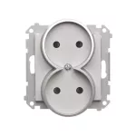 Simon 55 WMDW-00200N-143 Gniazdo wtyczkowe podwójne bez uziemienia z przesłonami (moduł) 16 A, 250 V~, szybkozłącza; Aluminium mat