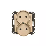 Simon 55 WMDW-00200N-144 Gniazdo wtyczkowe podwójne bez uziemienia z przesłonami (moduł) 16 A, 250 V~, szybkozłącza; Szampański mat