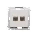 Simon 55 WMDA-P93xx6-114 Gniazdo komputerowe podwójne RJ45 kategoria 6, ekranowane z przesłoną przeciwkurzową (moduł); Jasnoszary mat