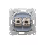 Simon 55 WMDA-P93xx6-114 Gniazdo komputerowe podwójne RJ45 kategoria 6, ekranowane z przesłoną przeciwkurzową (moduł); Jasnoszary mat