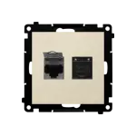 Simon 55 WMDA-P93xx6-144 Gniazdo komputerowe podwójne RJ45 kategoria 6, ekranowane z przesłoną przeciwkurzową (moduł); Szampański mat
