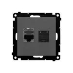 Simon 55 WMDA-P92xx5-116 Gniazdo komputerowe podwójne RJ45 kategoria 6, z przesłoną przeciwkurzową (moduł); Grafitowy mat