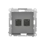 Simon 55 WMDA-P92xx5-116 Gniazdo komputerowe podwójne RJ45 kategoria 6, z przesłoną przeciwkurzową (moduł); Grafitowy mat