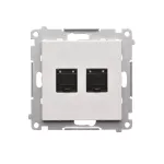 Simon 55 WMDA-P92xx5-114 Gniazdo komputerowe podwójne RJ45 kategoria 6, z przesłoną przeciwkurzową (moduł); Jasnoszary mat