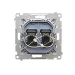 Simon 55 WMDA-P92xx5-114 Gniazdo komputerowe podwójne RJ45 kategoria 6, z przesłoną przeciwkurzową (moduł); Jasnoszary mat