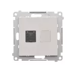 Simon 55 WMDA-P91xx5-114 Gniazdo komputerowe pojedyncze RJ45 kategoria 6, z przesłoną przeciwkurzową (moduł); Jasnoszary mat