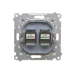 Simon 55 WMDA-P92xx4-143 Gniazdo telefoniczne podwójne RJ12 (moduł); Aluminium mat