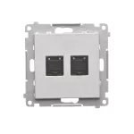 Simon 55 WMDA-P92xx5-143 Gniazdo komputerowe podwójne RJ45 kategoria 6, z przesłoną przeciwkurzową (moduł); Aluminium mat