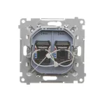Simon 55 WMDA-P92xx5-143 Gniazdo komputerowe podwójne RJ45 kategoria 6, z przesłoną przeciwkurzową (moduł); Aluminium mat