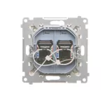 Simon 55 WMDA-P92xx5-144 Gniazdo komputerowe podwójne RJ45 kategoria 6, z przesłoną przeciwkurzową (moduł); Szampański mat