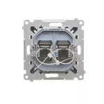 Simon 55 WMDA-P92xx5-149 Gniazdo komputerowe podwójne RJ45 kategoria 6, z przesłoną przeciwkurzową (moduł); Czarny mat