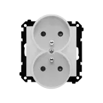 Simon 55 WMDW-00210N-143 Gniazdo wtyczkowe podwójne z uziemieniem z przesłonami (moduł) 16 A, 250 V~, szybkozłącza; Aluminium mat