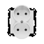 Simon 55 WMDW-00200N-114 Gniazdo wtyczkowe podwójne bez uziemienia z przesłonami (moduł) 16 A, 250 V~, szybkozłącza; Jasnoszary mat