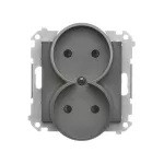 Simon 55 WMDW-00200N-116 Gniazdo wtyczkowe podwójne bez uziemienia z przesłonami (moduł) 16 A, 250 V~, szybkozłącza; Grafitowy mat