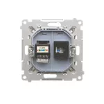 Simon 55 WMDK-16105N-114 Gniazdo komputerowe RJ45 kategoria 5e + telefoniczne RJ12 (moduł); Jasnoszary mat