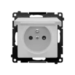 Simon 55 WMDW-50122x-143 Gniazdo wtyczkowe do wersji IP44 bez uszczelki (moduł) 16 A, 250 V~, szybkozłącza. Klapka w kolorze pokrywy; Aluminium mat