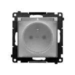 Simon 55 WMDW-50122x-143A Gniazdo wtyczkowe do wersji IP44 bez uszczelki (moduł) 16 A, 250 V~, szybkozłącza. Klapka transparentna; Aluminium mat