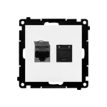 Simon 55 WMDA-P93xx6-111 Gniazdo komputerowe podwójne RJ45 kategoria 6, ekranowane z przesłoną przeciwkurzową (moduł); Biały mat