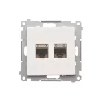 Simon 55 WMDA-P93xx6-111 Gniazdo komputerowe podwójne RJ45 kategoria 6, ekranowane z przesłoną przeciwkurzową (moduł); Biały mat