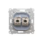 Simon 55 WMDA-P93xx6-111 Gniazdo komputerowe podwójne RJ45 kategoria 6, ekranowane z przesłoną przeciwkurzową (moduł); Biały mat