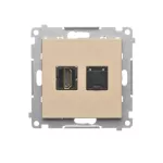 Simon 55 WMDA-P96xx7-144 Gniazdo HDMI + RJ45 kat.6. (moduł); Szampański mat