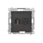 Simon 55 WMDA-P96xx7-149 Gniazdo HDMI + RJ45 kat.6. (moduł); Czarny mat