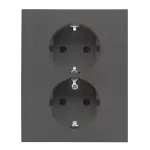 Simon 55 WMEW-22411E-116 Gniazdo Schuko z przesłonami podwójne 16 A, 250 V~, zaciski śrubowe; Grafitowy mat