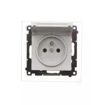 Simon 55 WMDW-50123x-114 Gniazdo wtyczkowe do wersji IP44 z uszczelką (moduł) 16 A, 250 V~, szybkozłącza. Klapka w kolorze pokrywy; Jasnoszary mat