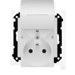 Simon 55 WMDW-00200O-111 Gniazdo wtyczkowe podwójne do wersji IP44 z uszczelką (moduł) 16 A, 250 V~, szybkozłącza. Klapka w kolorze pokrywy; Biały mat