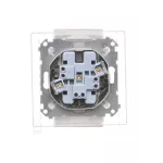 Simon 55 WMDW-00200O-111 Gniazdo wtyczkowe podwójne do wersji IP44 z uszczelką (moduł) 16 A, 250 V~, szybkozłącza. Klapka w kolorze pokrywy; Biały mat